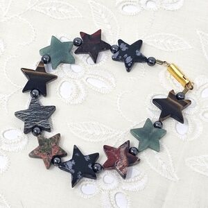 Vtg Gemstone Star Bracelet